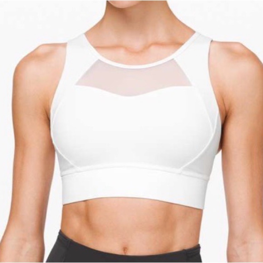 Lululemon Breathe It In Bra Luxtreme Mesh White‎ Cup C/D High Neck sz4